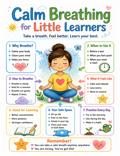 Calm Breathing for Little Learners I Educational Poster I Classroom Decor