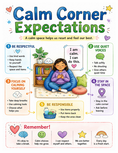 Calm Corner Expectations I Educational Poster I Classroom Decor
