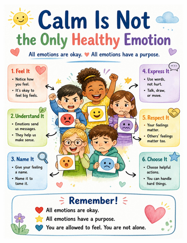 Calm Is Not the Only Healthy Emotion I Educational Poster I Classroom Decor