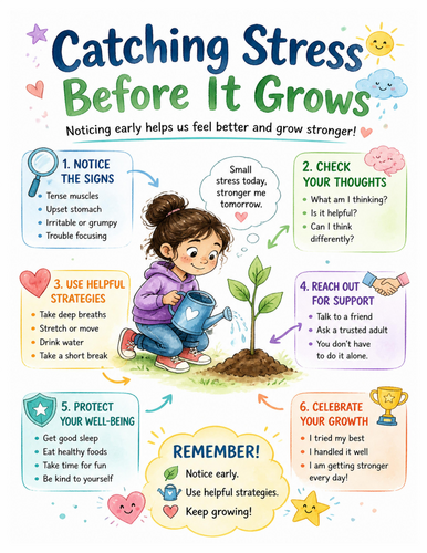 Catching Stress Before It Grows I Educational Poster I Classroom Decor