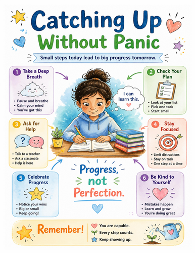 Catching Up Without Panic I Educational Poster I Classroom Decor