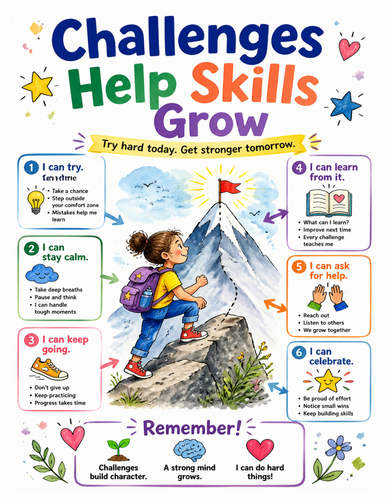 Challenges Help Skills Grow I Educational Poster I Classroom Decor