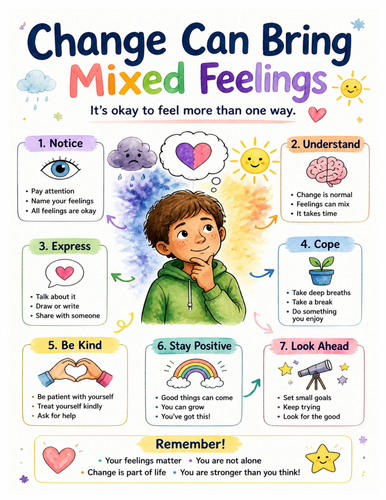 Change Can Bring Mixed Feelings I Educational Poster I Classroom Decor