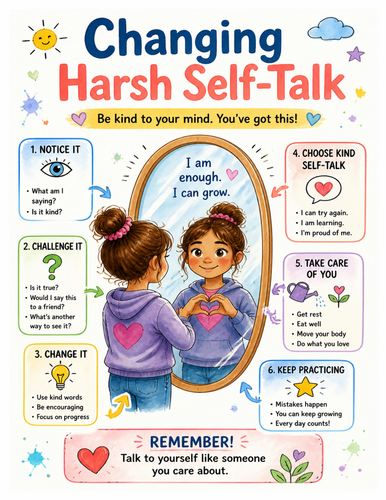 Changing Harsh Self-Talk I Educational Poster I Classroom Decor