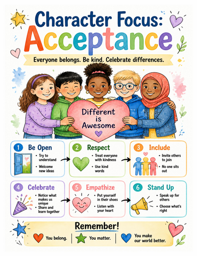 Character Focus Acceptance I Educational Poster I Classroom Decor