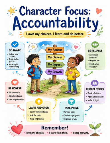 Character Focus Accountability I Educational Poster I Classroom Decor