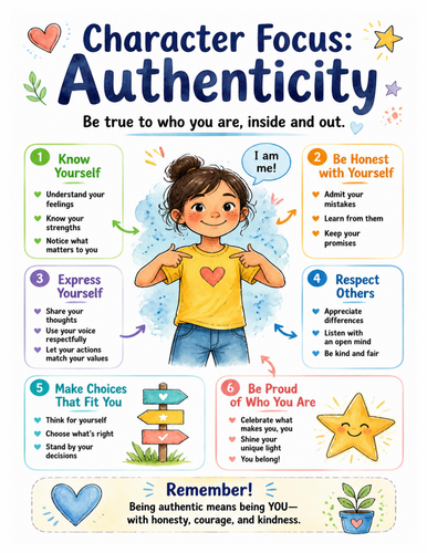 Character Focus Authenticity I Educational Poster I Classroom Decor