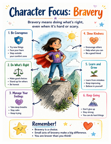 Character Focus Bravery I Educational Poster I Classroom Decor