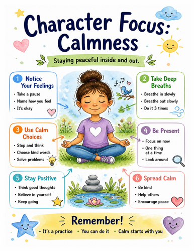 Character Focus Calmness I Educational Poster I Classroom Decor