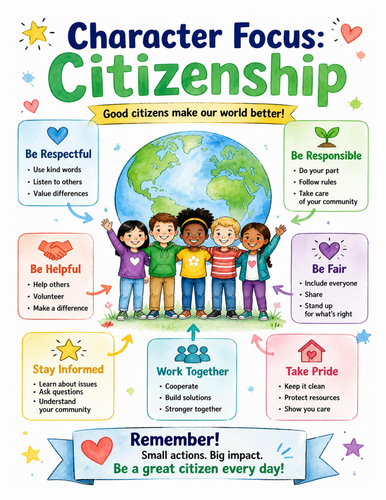 Character Focus Citizenship I Educational Poster I Classroom Decor