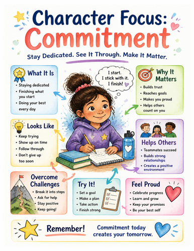 Character Focus Commitment I Educational Poster I Classroom Decor