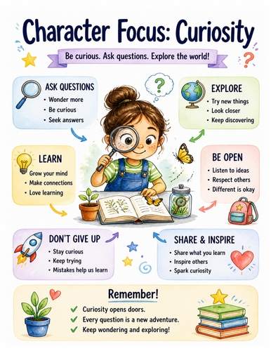 Character Focus Curiosity I Educational Poster I Classroom Decor