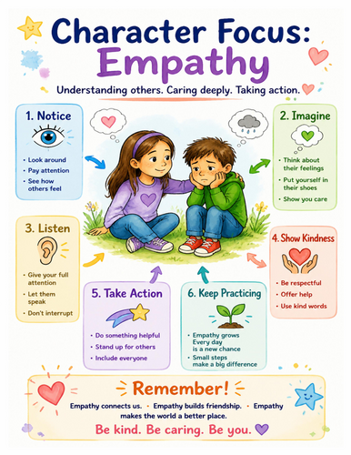 Character Focus Empathy I Educational Poster I Classroom Decor