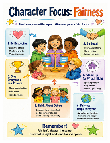 Character Focus Fairness I Educational Poster I Classroom Decor