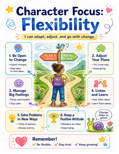 Character Focus Flexibility I Educational Poster I Classroom Decor