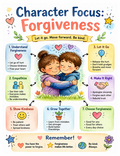 Character Focus Forgiveness I Educational Poster I Classroom Decor