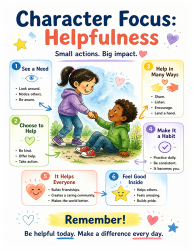 Character Focus Helpfulness I Educational Poster I Classroom Decor