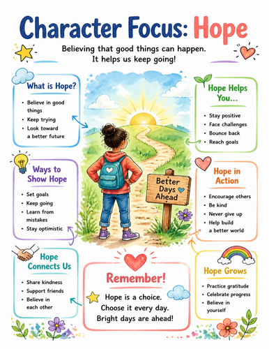 Character Focus Hope I Educational Poster I Classroom Decor