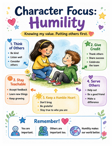 Character Focus Humility I Educational Poster I Classroom Decor