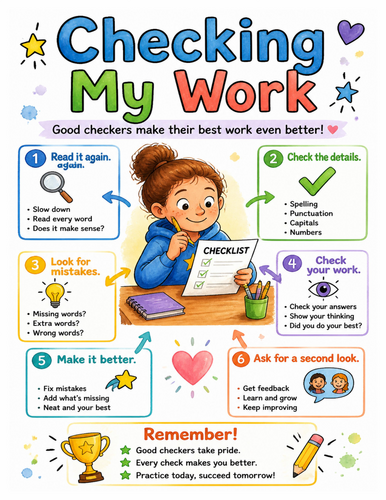 Checking My Work I Educational Poster I Classroom Decor