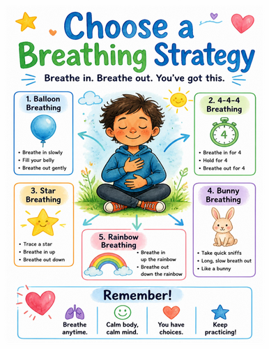 Choose a Breathing Strategy I Educational Poster I Classroom Decor