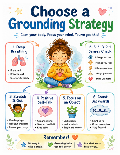 Choose a Grounding Strategy I Educational Poster I Classroom Decor