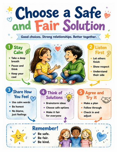 Choose a Safe and Fair Solution I Educational Poster I Classroom Decor