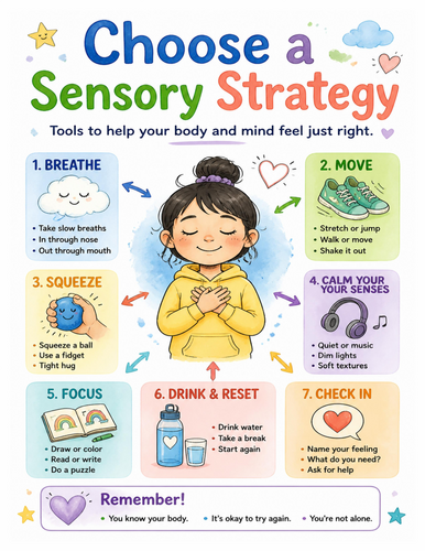 Choose a Sensory Strategy I Educational Poster I Classroom Decor