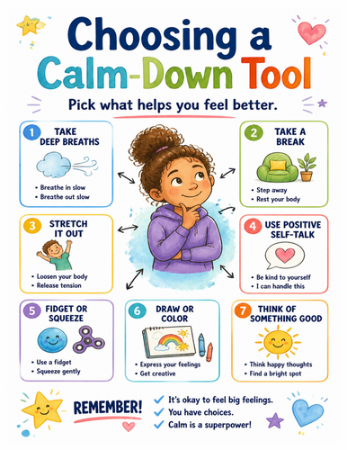 Choosing a Calm-Down Tool I Educational Poster I Classroom Decor