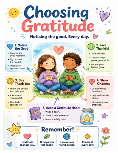 Choosing Gratitude I Educational Poster I Classroom Decor