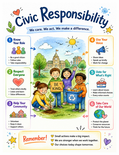 Civic Responsibility I Educational Poster I Classroom Decor