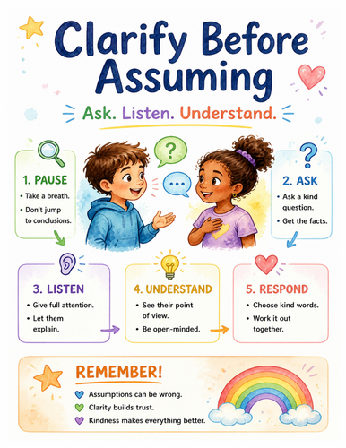 Clarify Before Assuming I Educational Poster I Classroom Decor