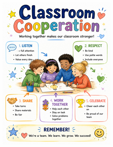 Classroom Cooperation I Educational Poster I Classroom Decor