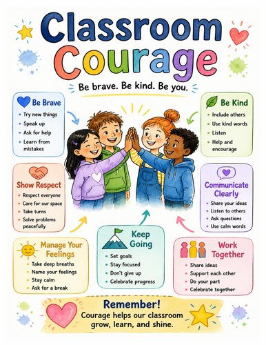 Classroom Courage I Educational Poster I Classroom Decor