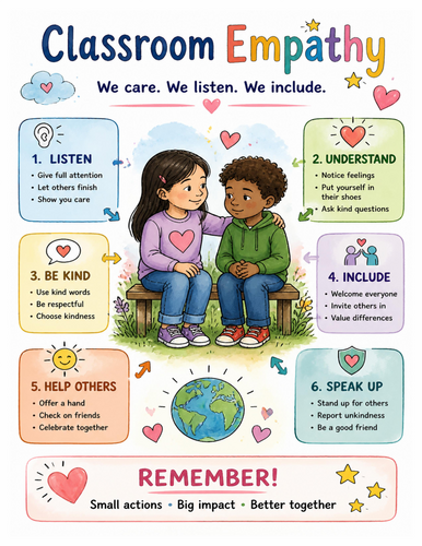 Classroom Empathy I Educational Poster I Classroom Decor