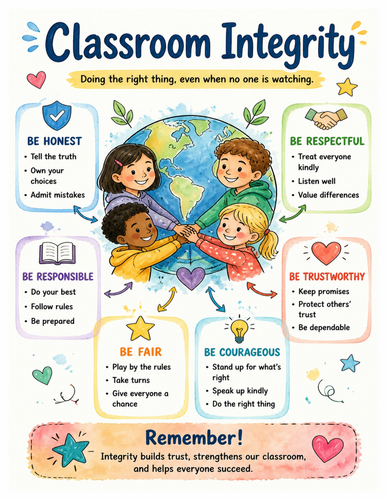 Classroom Integrity I Educational Poster I Classroom Decor