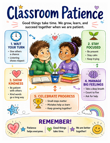 Classroom Patience I Educational Poster I Classroom Decor