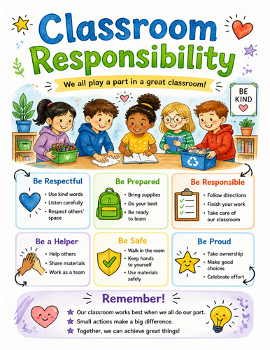 Classroom Responsibility I Educational Poster I Classroom Decor