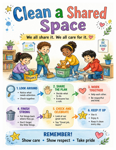 Clean a Shared Space I Educational Poster I Classroom Decor
