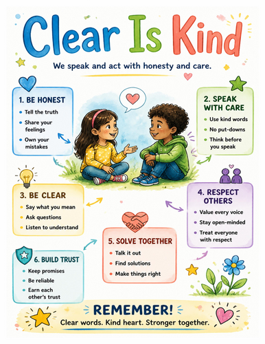 Clear Is Kind I Educational Poster I Classroom Decor