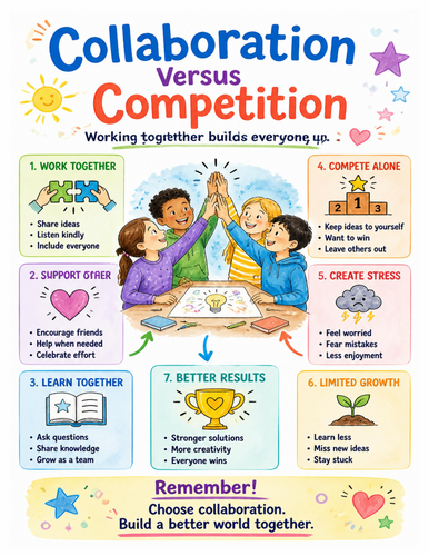 Collaboration Versus Competition I Educational Poster I Classroom Decor