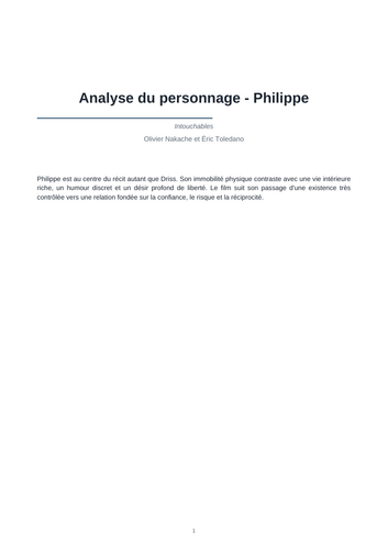Intouchables – Olivier Nakache and Éric Toledano – Character Analysis: Philippe