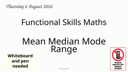 Mean Median Mode and Range. Maths Functional Skills L2 GCSE Full Lesson
