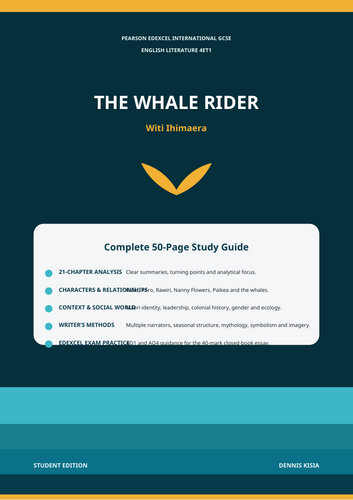 50-page study guide to Witi Ihimaera’s The Whale Rider. Designed for Component 1 Modern Prose