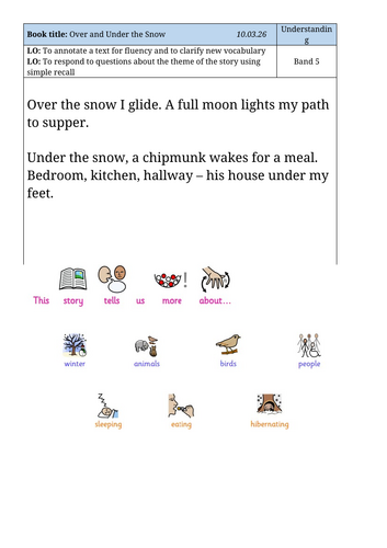 Over and Under the Snow (wk3) - Reading lessons