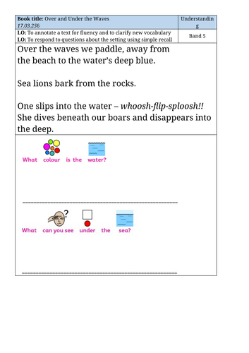 Over and Under the Snow  (wk4) - Reading lessons