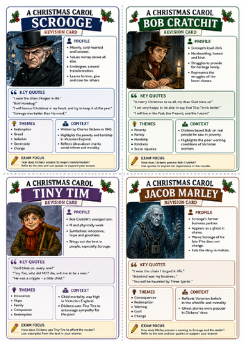 A Christmas Carol Revision Cards Bundle