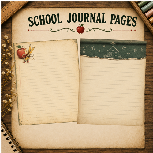 Vintage School Journal Pages | Printable Lined Writing Paper | Teacher Stationery | Classroom Writin