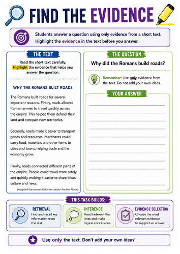 Find the Evidence – Roman Roads Reading Comprehension Activity