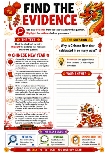 Find the Evidence – Chinese New Year Reading Comprehension Activity